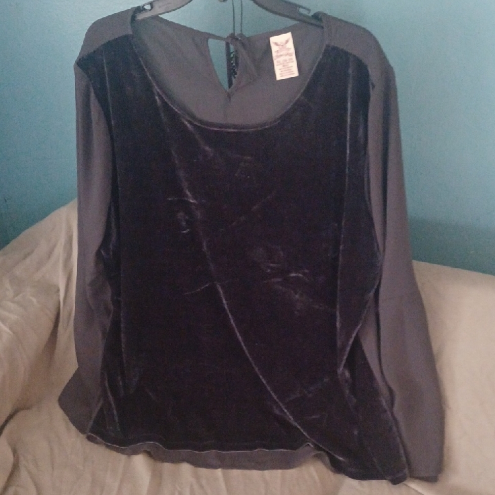 Faded Glory Deep Purple Velvet Blouse